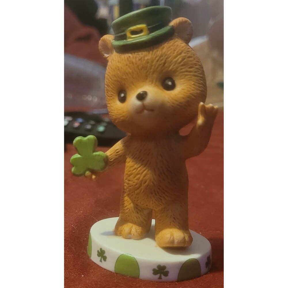 Vtg '87 Lefton St Patrick's Bear Figurine Foil Label